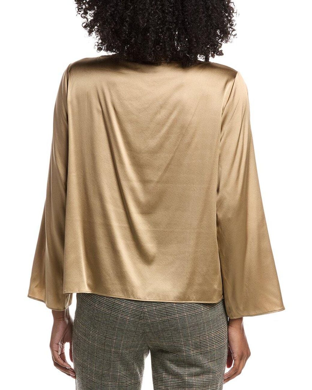 Eileen Fisher Brown Bateau Neck Silk-Blend Top