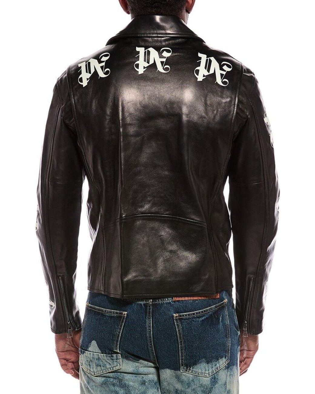 Palm Angels Black Leather Jacket for men