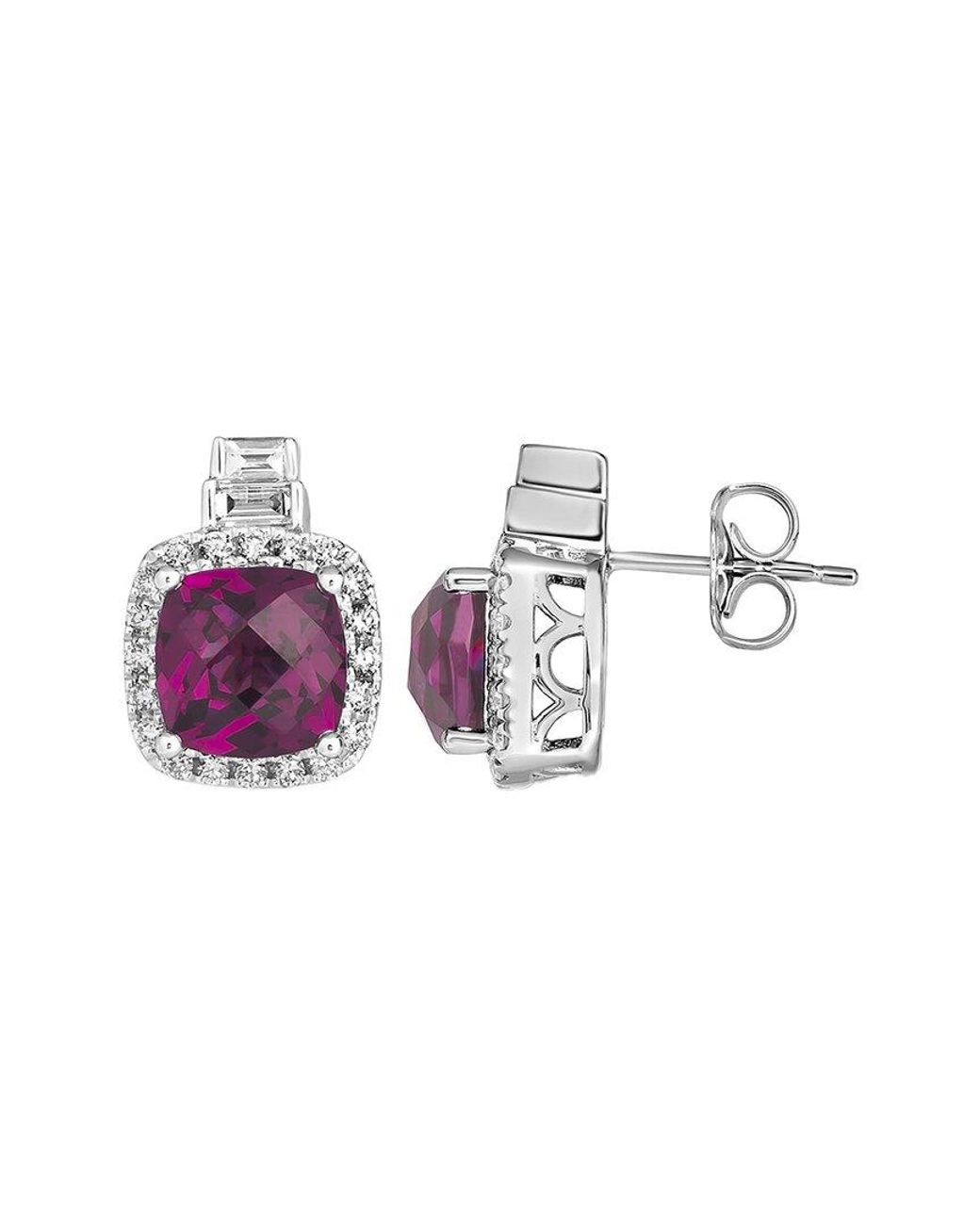 Le Vian Multicolor Semi Precious 14K 3.94 Ct. Tw. Diamond & Rhodolite Stud Earrings