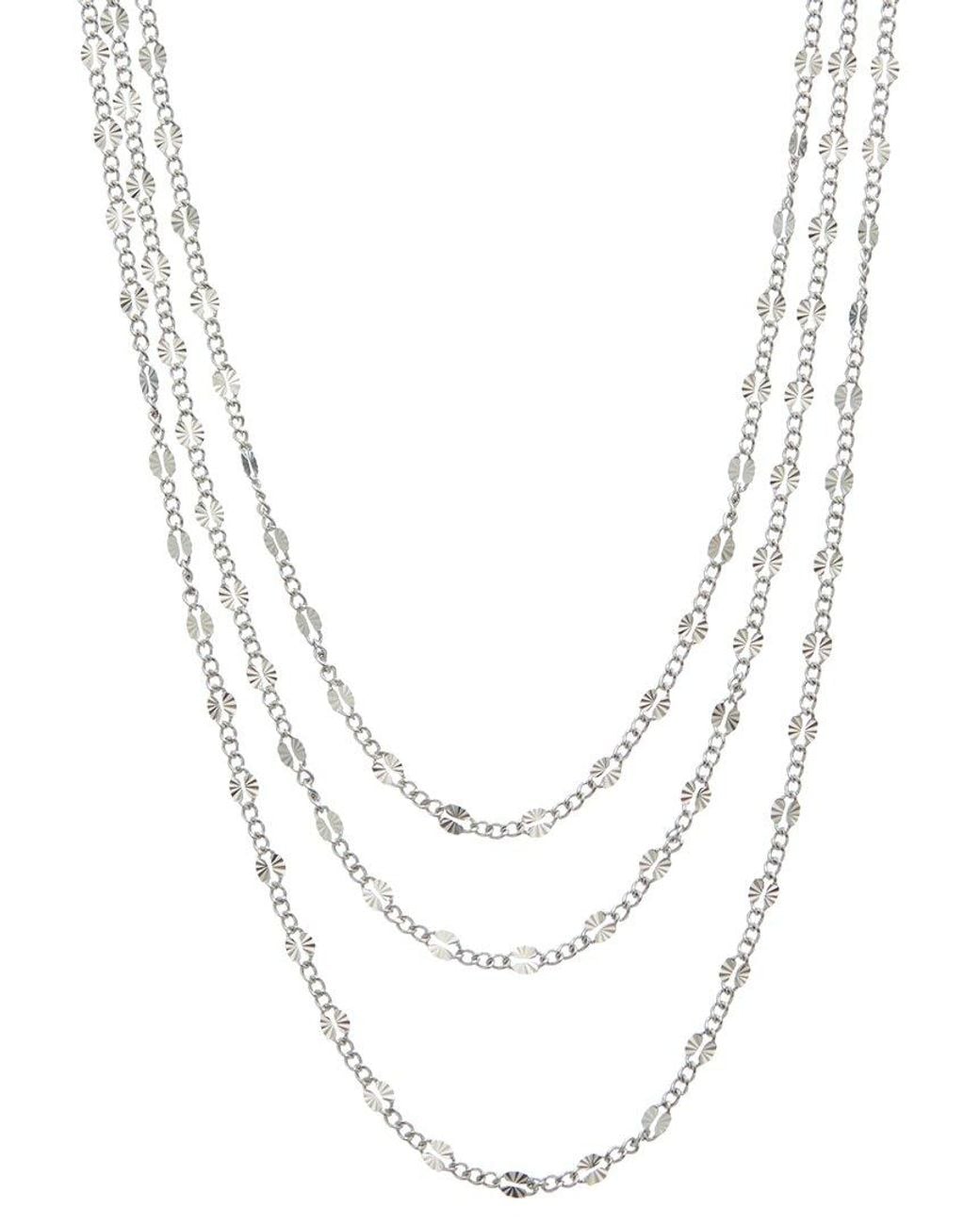 Italian Gold Over Silver White 18K Plated Multi Strand Necklace