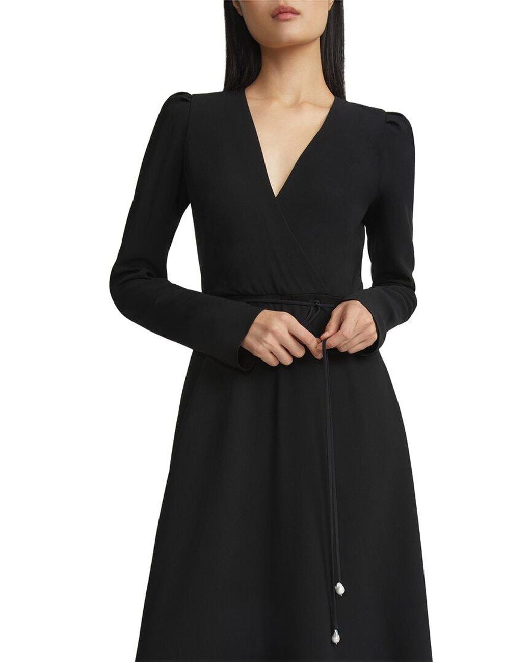 Lafayette 148 New York Black Wrap Front Dress