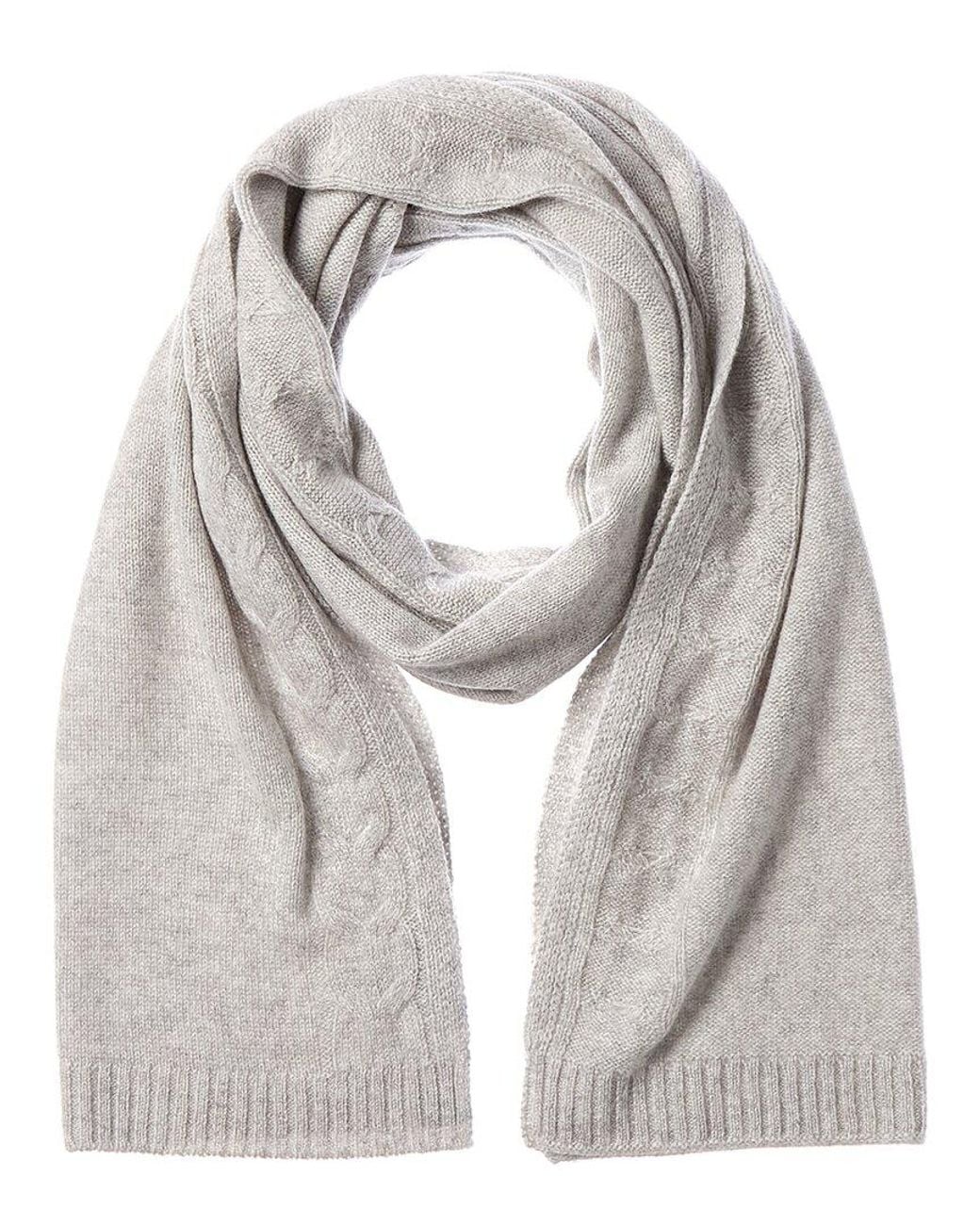 Bruno Magli Gray Cable Border Cashmere Scarf