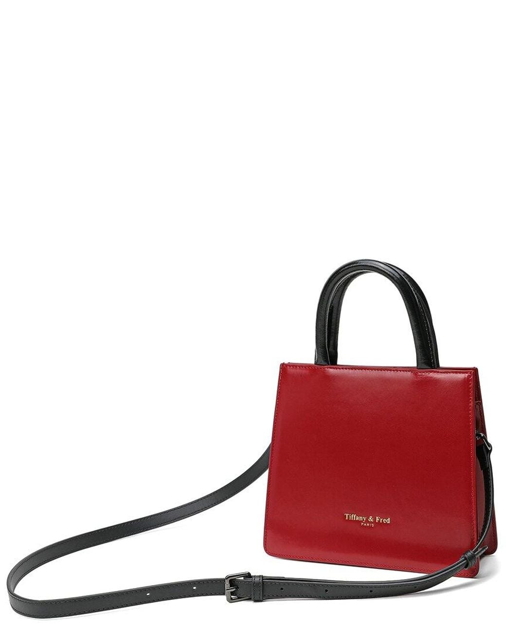 Tiffany & Fred Paris Red Smooth Leather Top-Handle Shoulder Bag