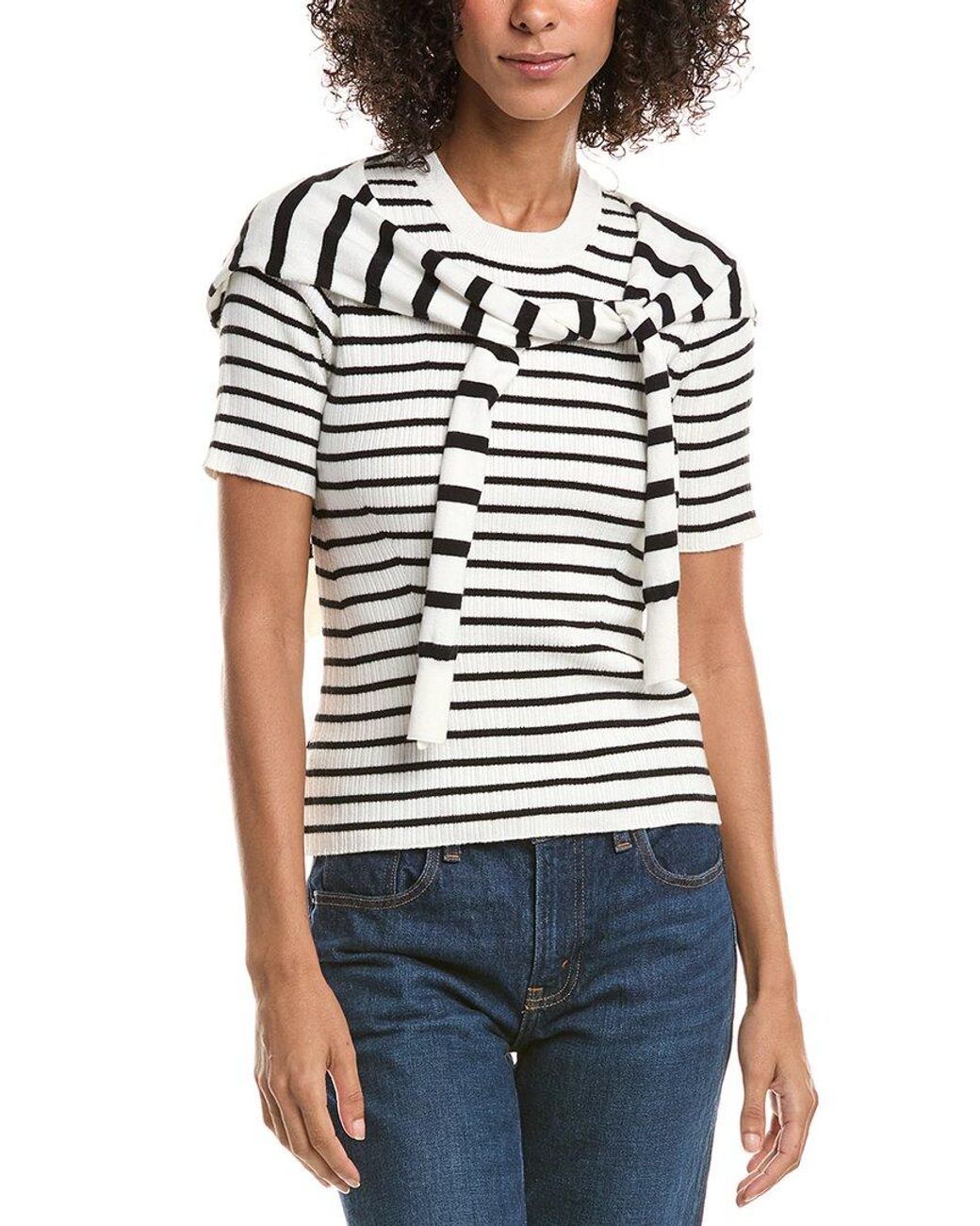 10 Crosby Derek Lam White Twain Pre Styled Cashmere-Blend Sweater