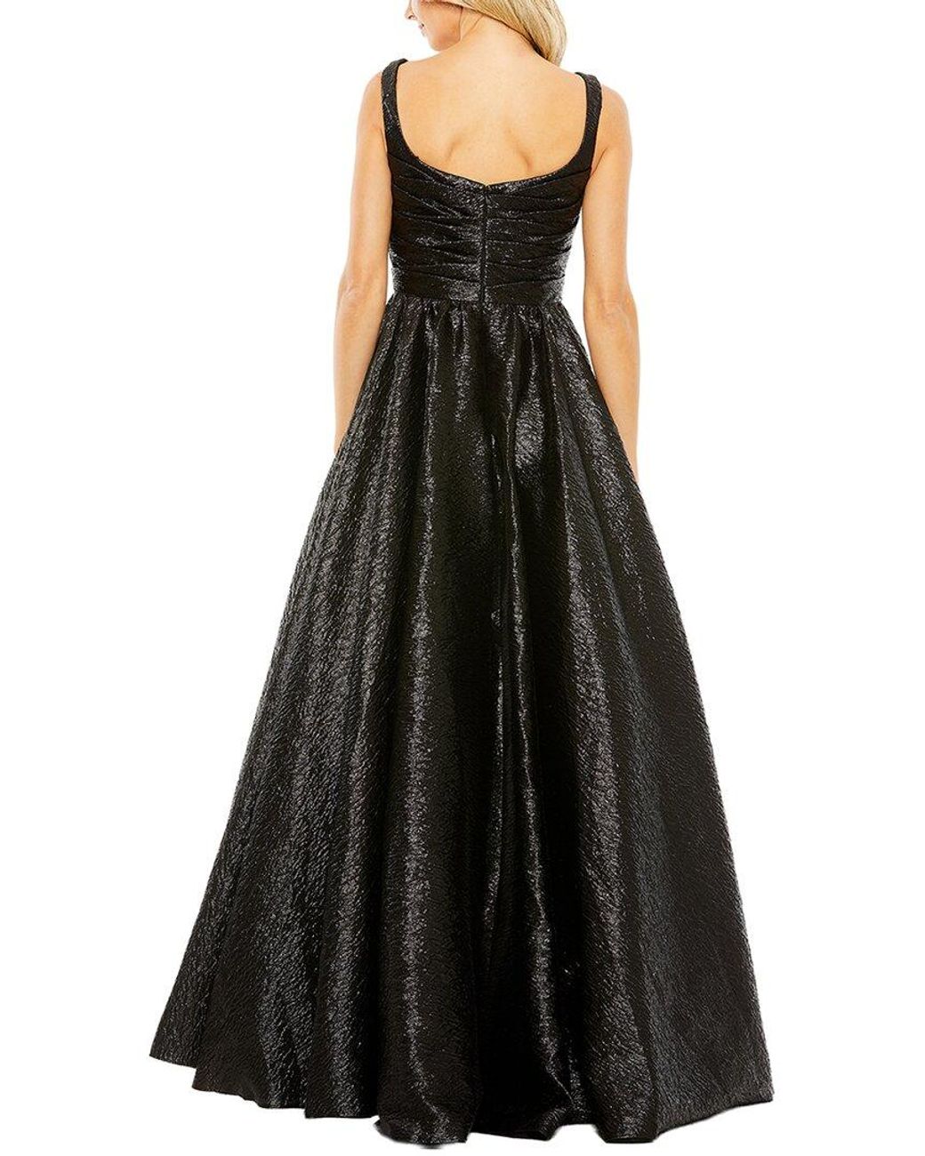 Mac Duggal Black Metallic Pleated Bodice Ballgown
