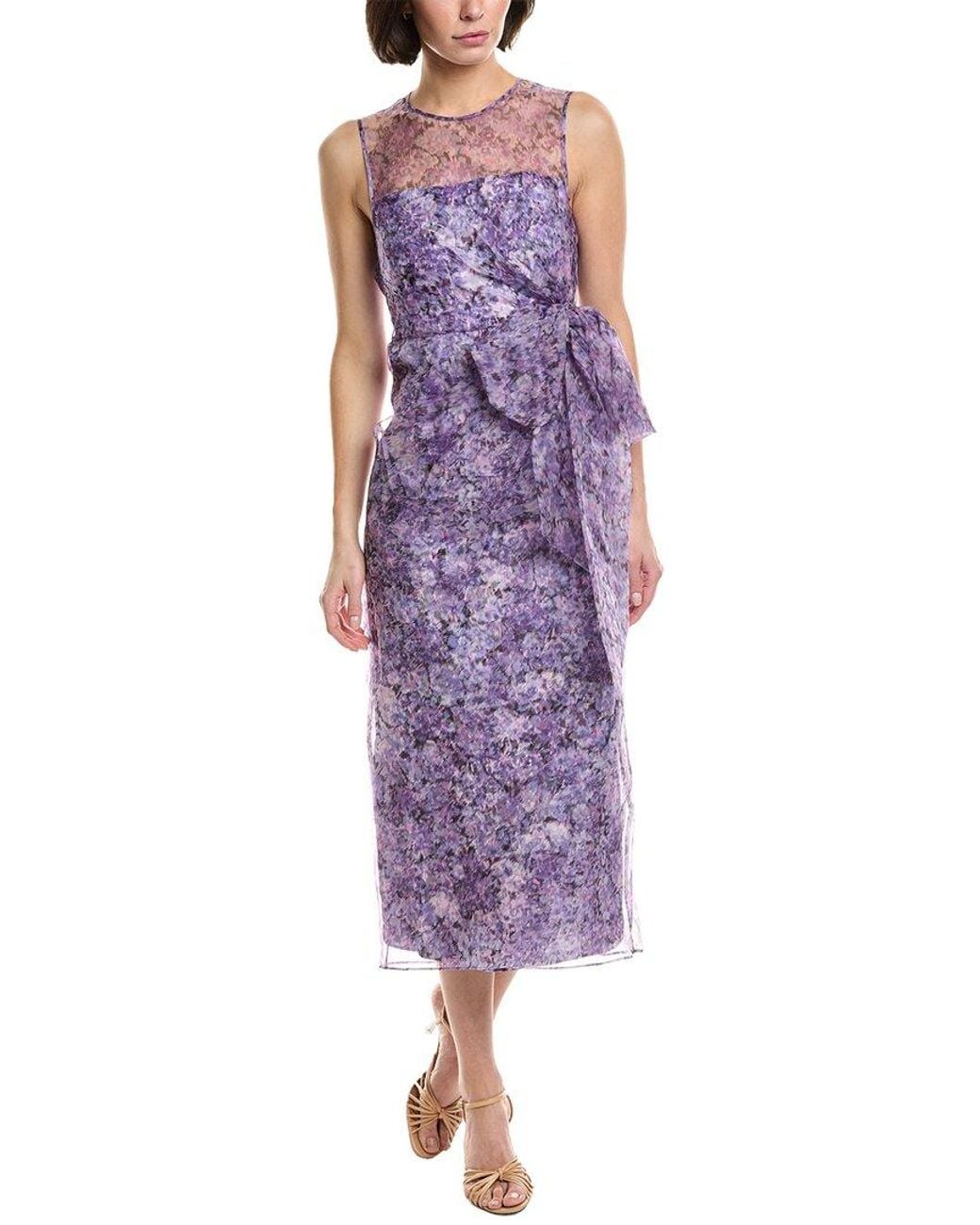 Cinq À Sept Purple Miley Painted Silk Dress