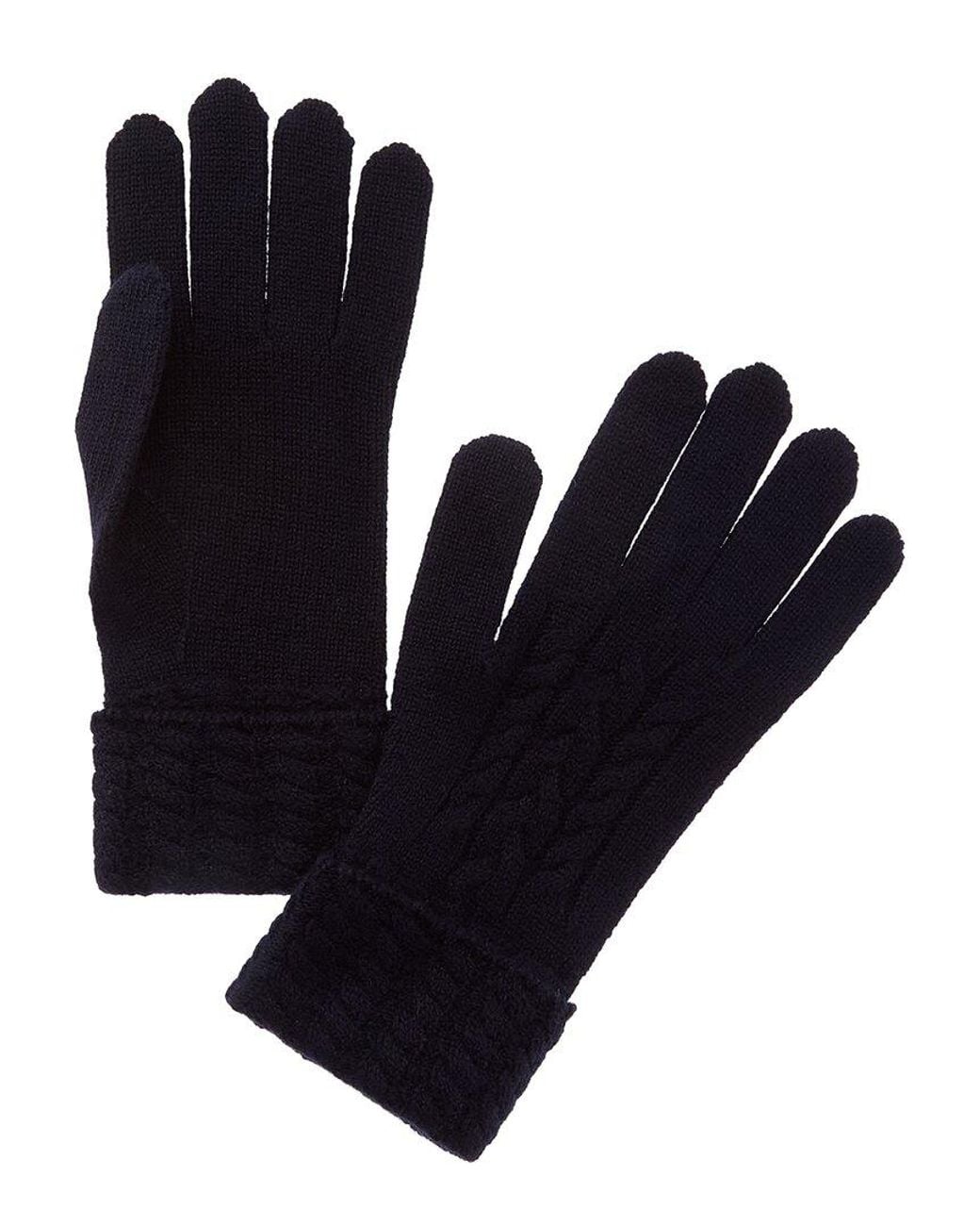 N.Peal Cashmere Blue Cable Cashmere Gloves