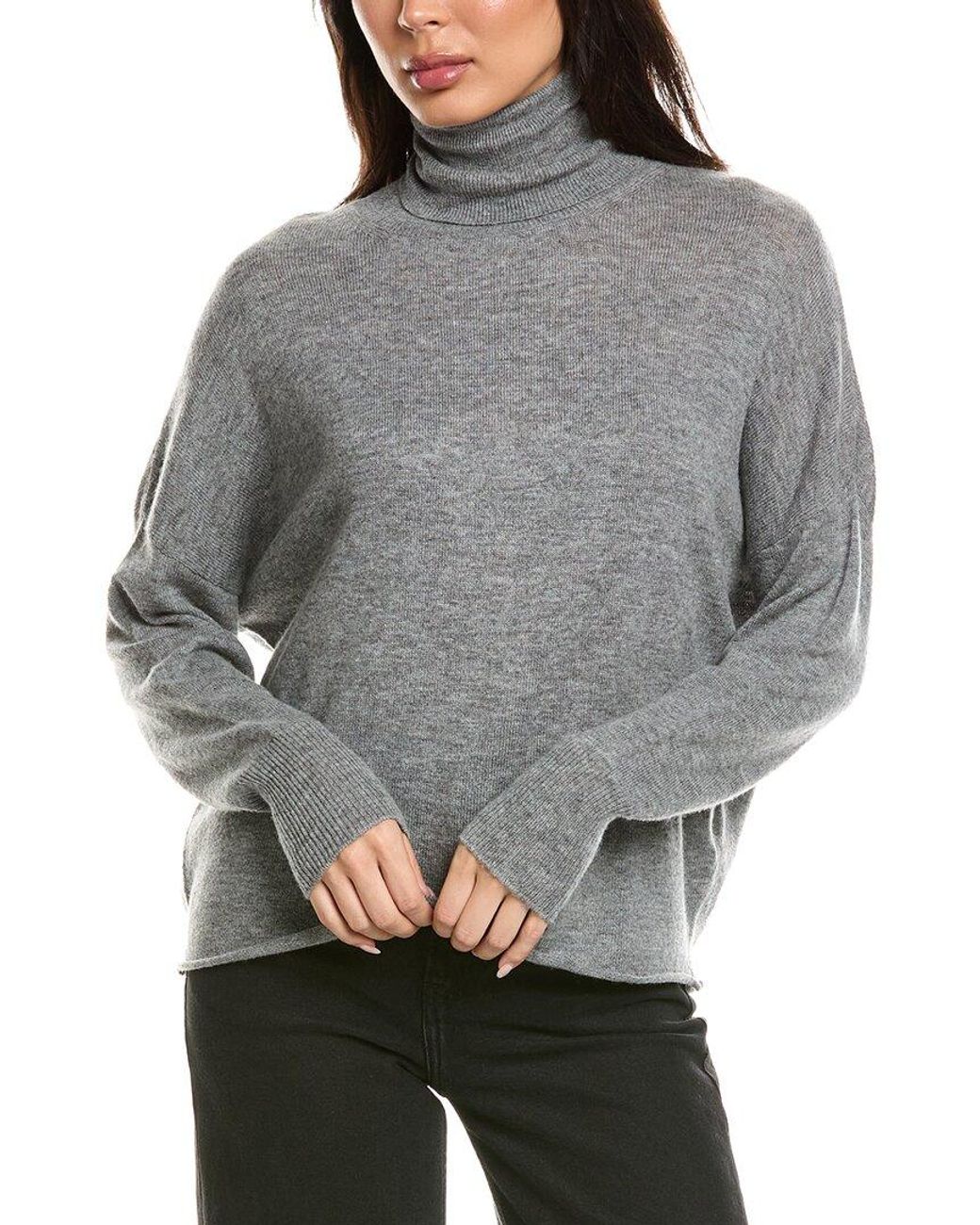 Brodie Cashmere Gray Textured Roll Neck Wool & Cashmere-Blend Sweater