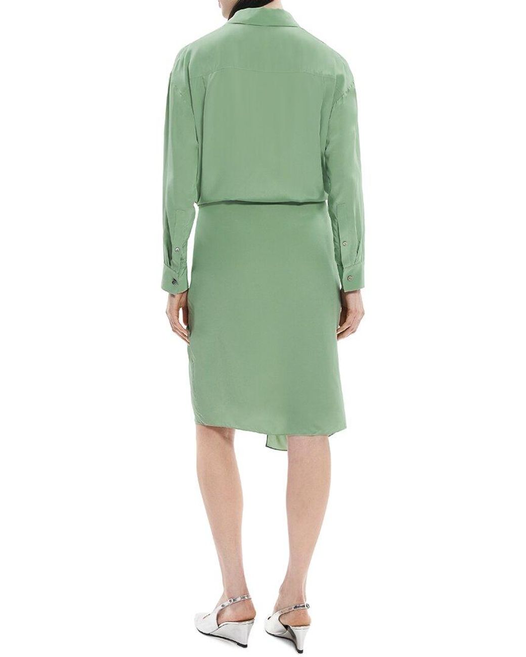 Theory Green Sarong Shirtdress