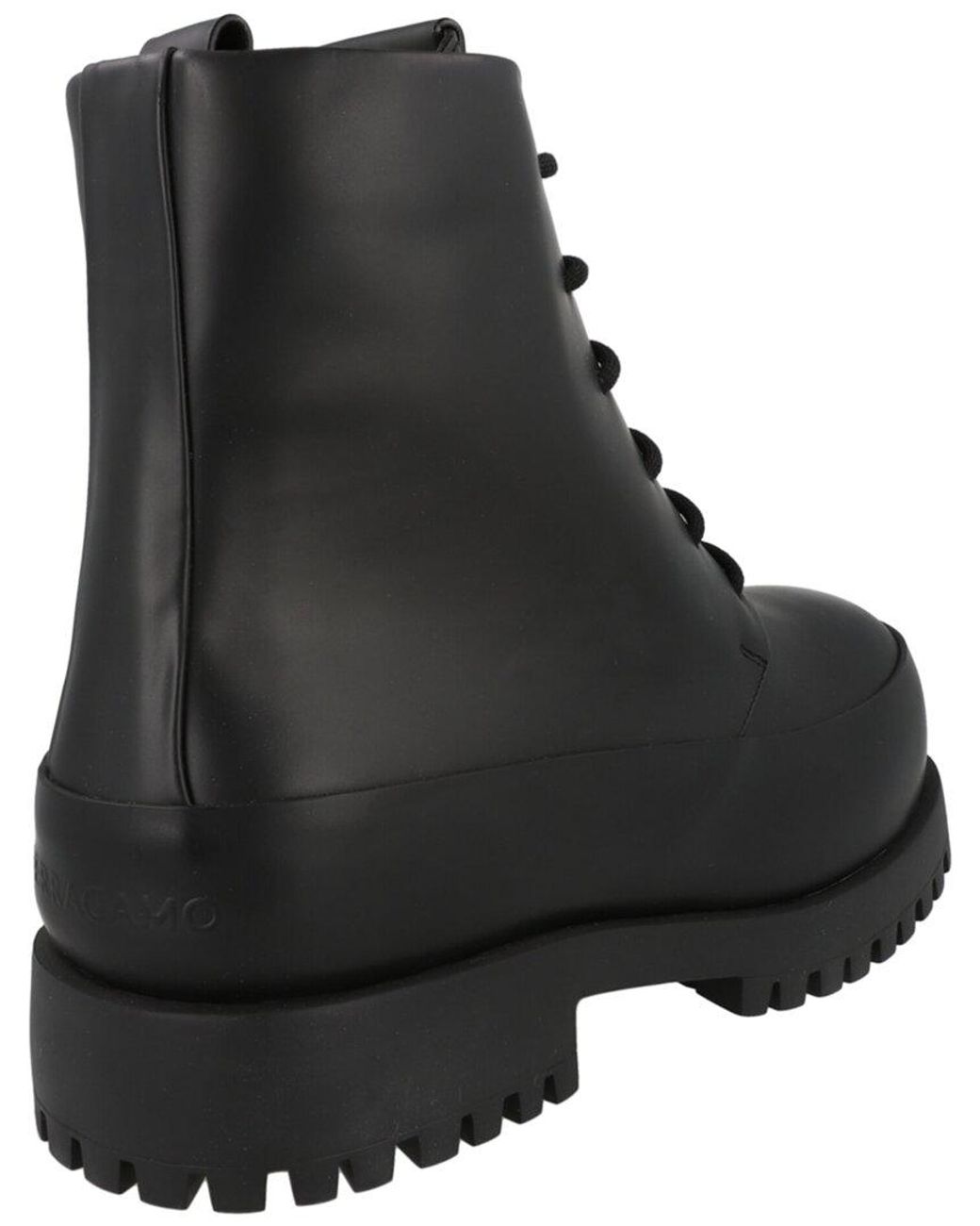 Ferragamo Black Fede Leather Combat Boot for men