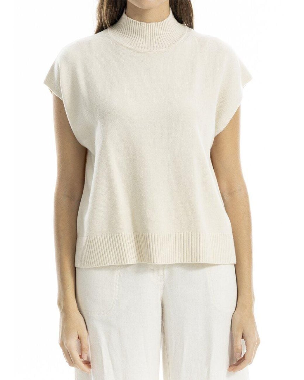 Max Studio White Mock Neck Sweater