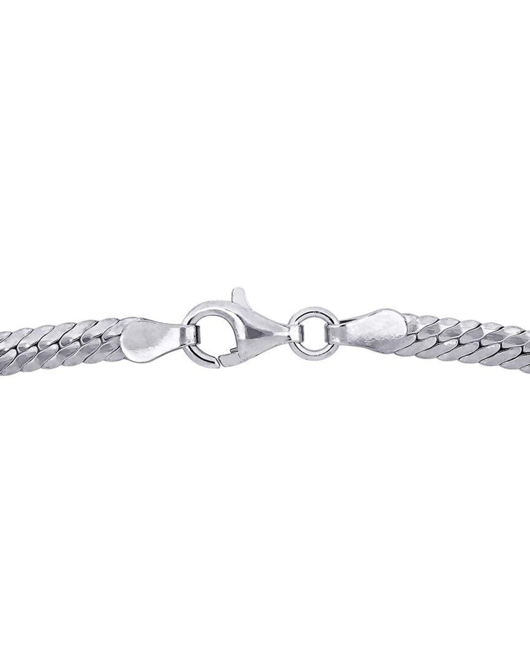 Italian Silver White Herringbone Bracelet