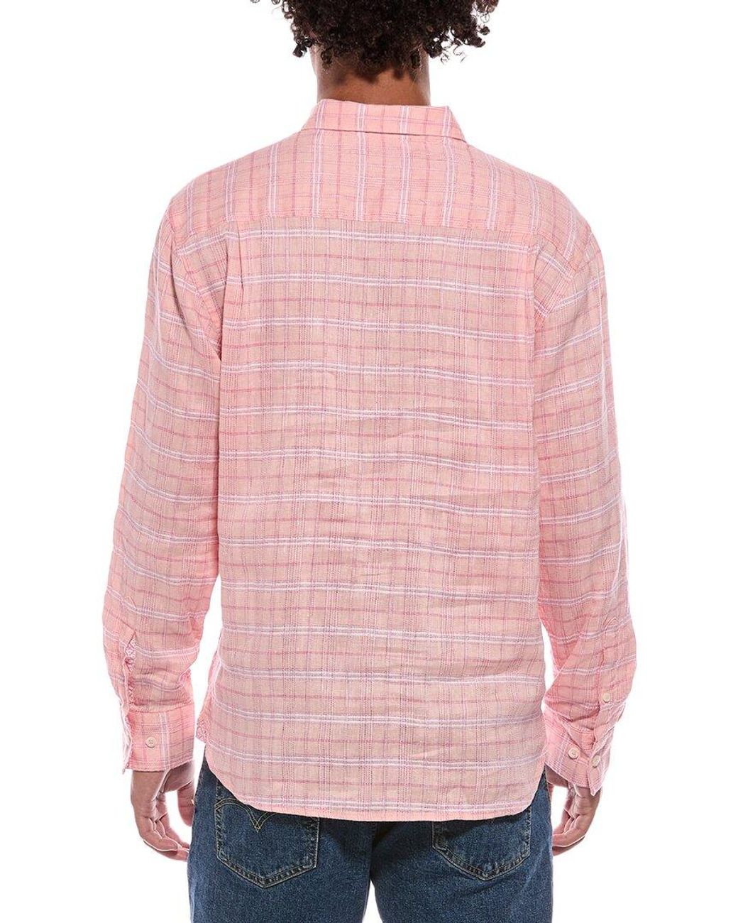 Tommy Bahama Pink Barbados Breeze Playa Plaid Linen-Blend Shirt for men