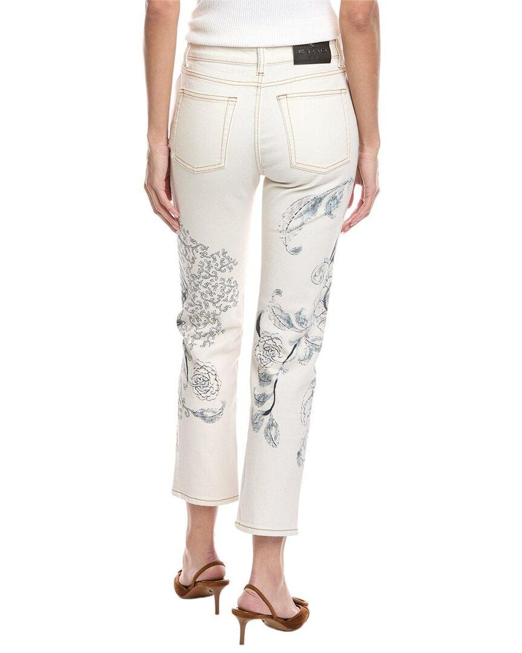 Etro White Chinook Print Jean