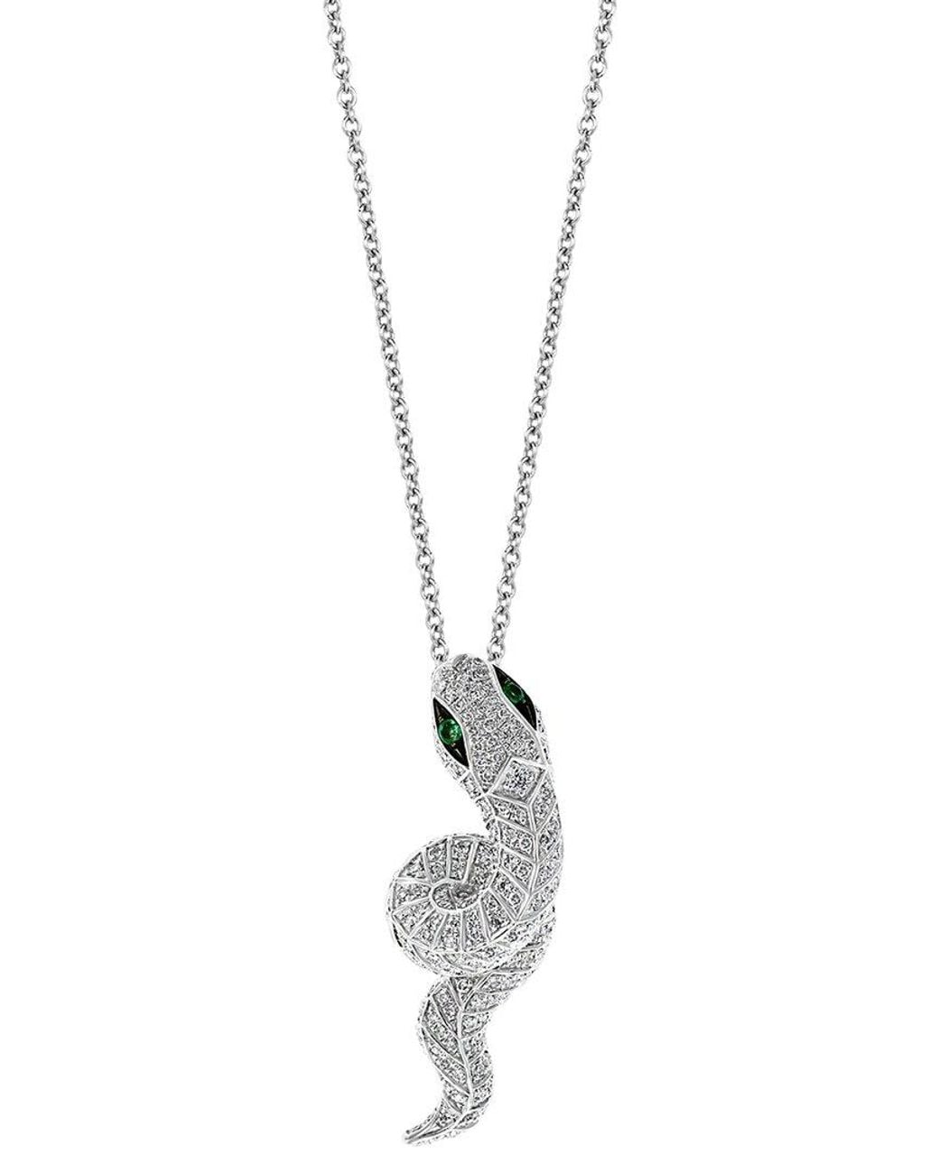Effy Fine Jewelry Metallic 14K 0.75 Ct. Tw. Diamond & Emerald Necklace