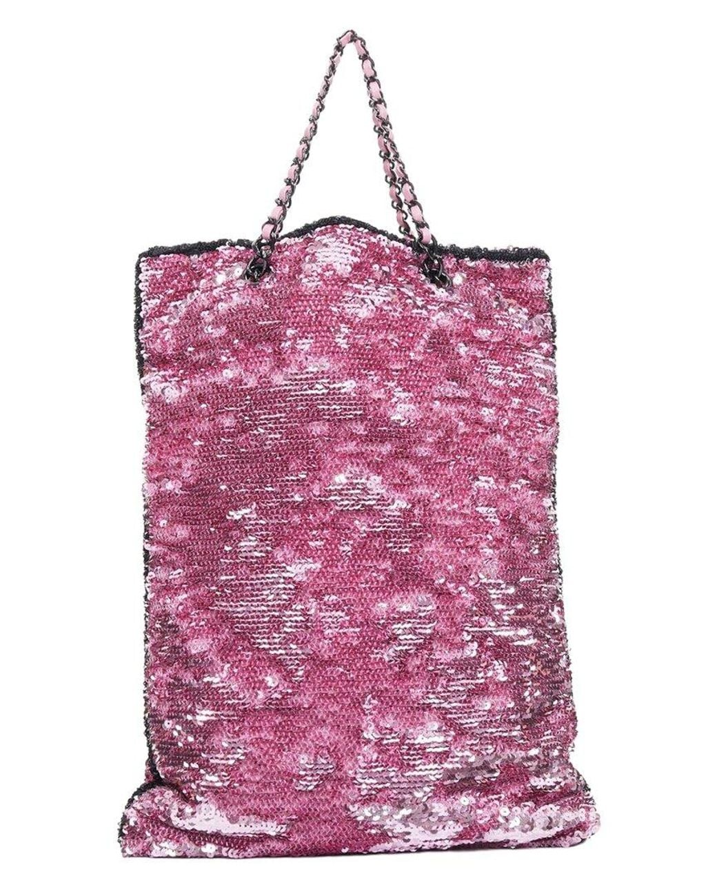 Chanel Pink Leather 2024 Runway Sequin Shopping Bag (Authentic Pre-Loved)