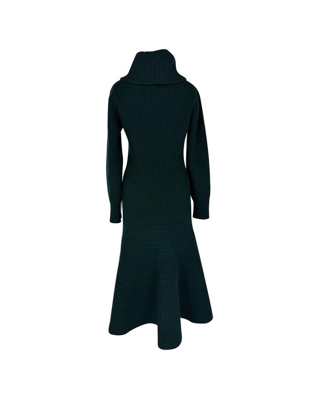 McQueen Blue Ribbed Midi Dress, Size Int (Authentic Pre-Loved)