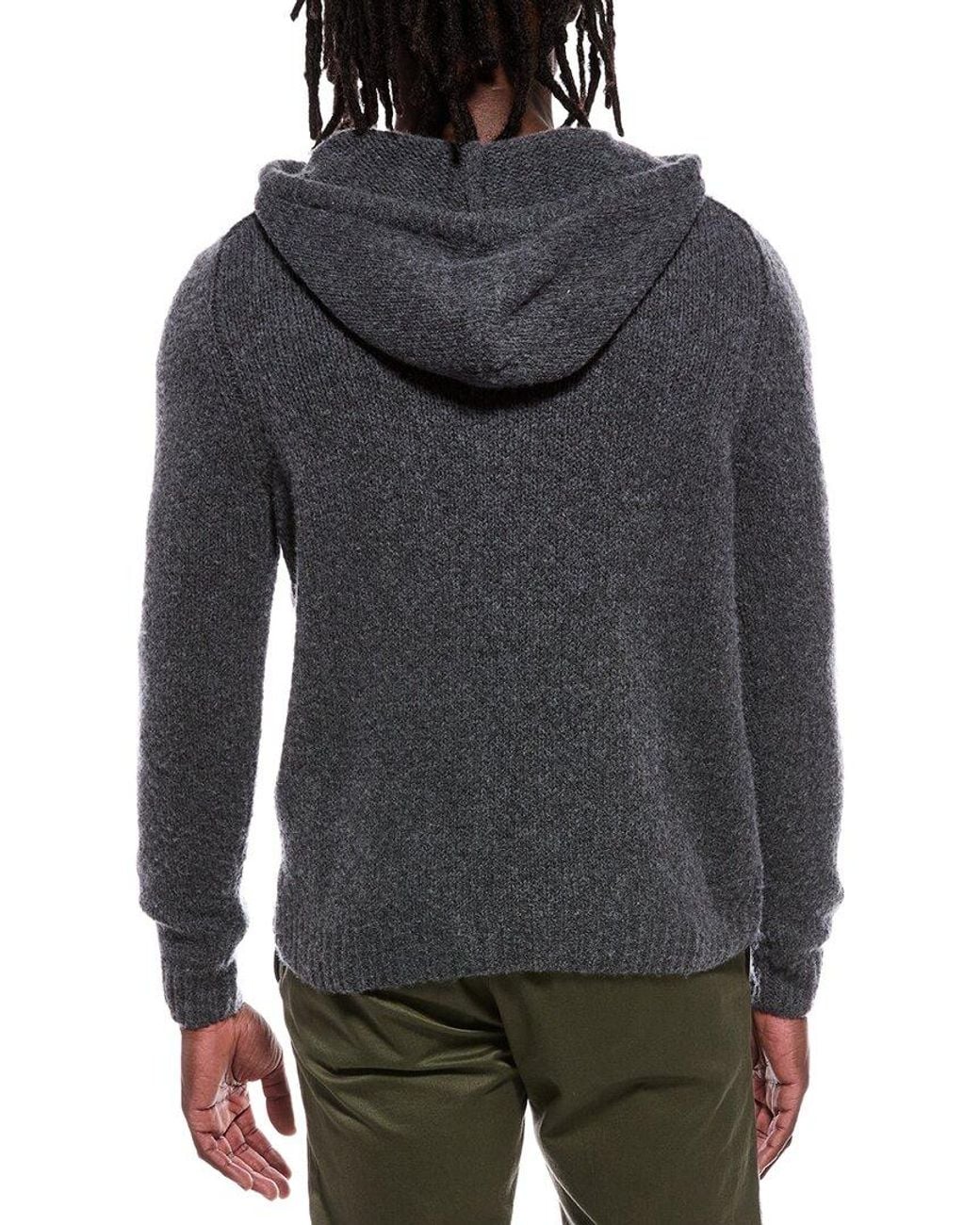 Autumn Cashmere Gray Shaker Yoke Cashmere & Wool-Blend Hoodie for men