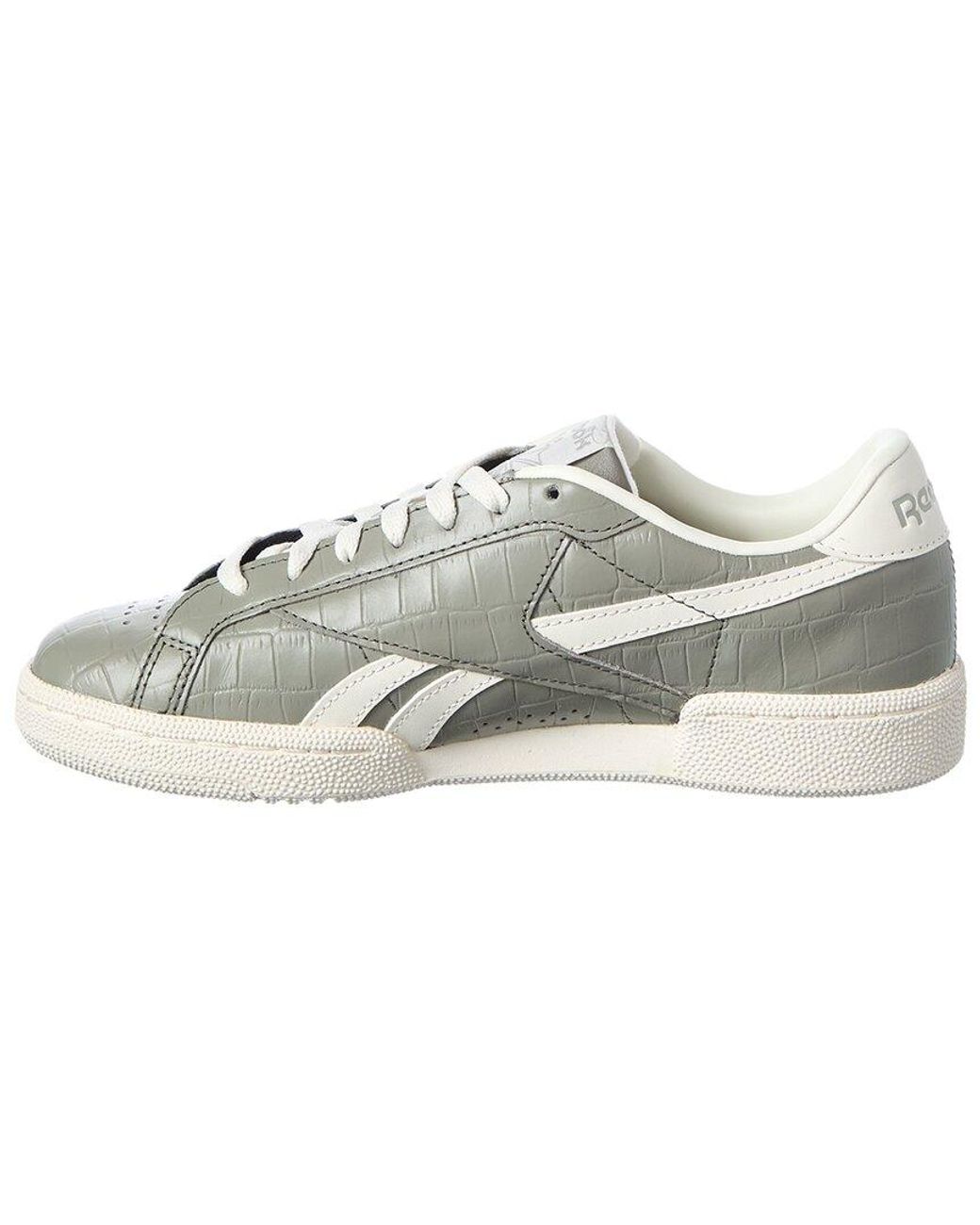 Reebok Metallic Club C Grounds Uk Croc-Embossed Leather Sneaker
