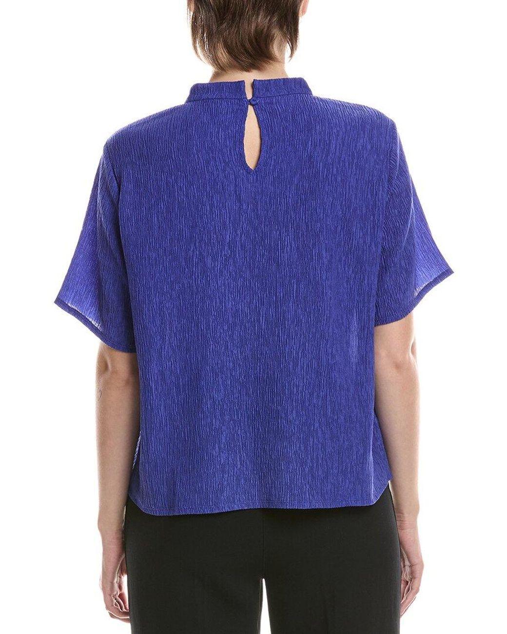 Eileen Fisher Blue Mock Neck Top