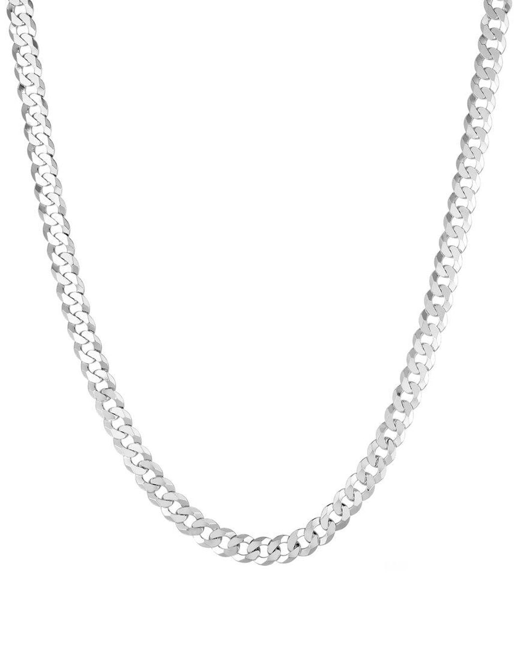 Italian Silver White Comfort Curb Chain Necklace for men