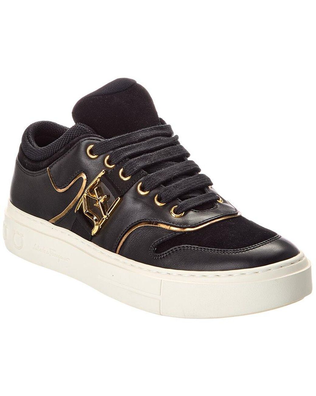 Ferragamo Black Beck Suede & Leather Sneaker for men