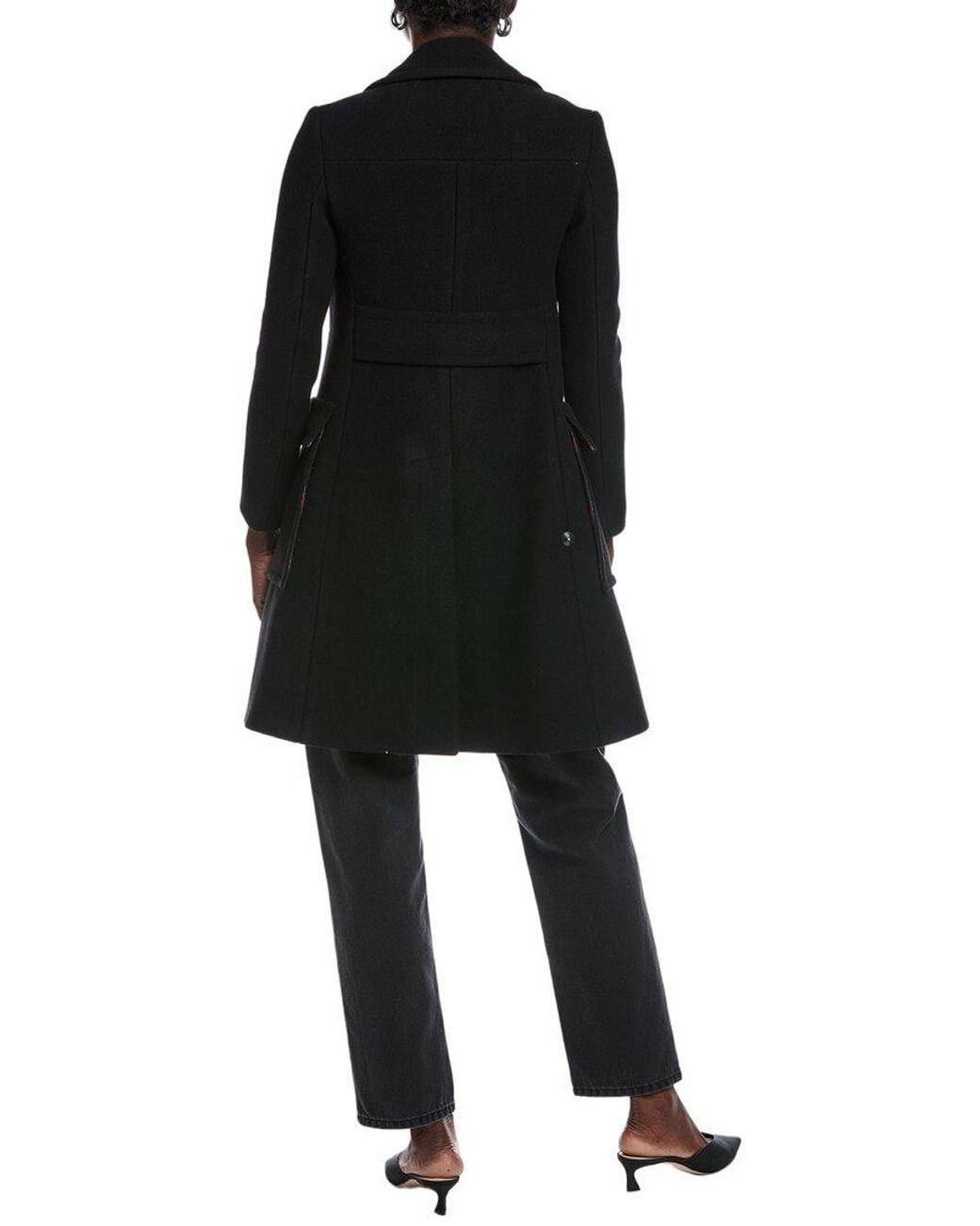 Etro Black Cappotto Wool Trench Coat