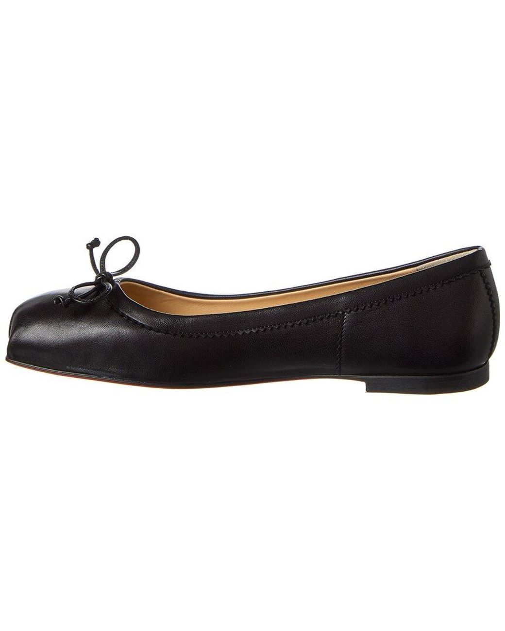 Christian Louboutin Black Mamadrague Bow-Embellished Leather Flats