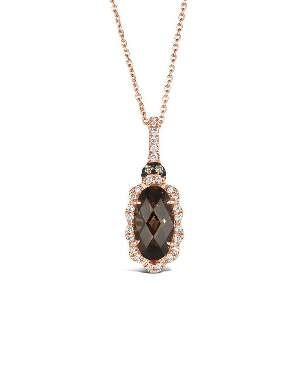 Le Vian White Le Vian Chocolate Quartz 14K Rose 1.82 Ct. Tw. Diamond & Smoky Quartz Drop Pendant Necklace