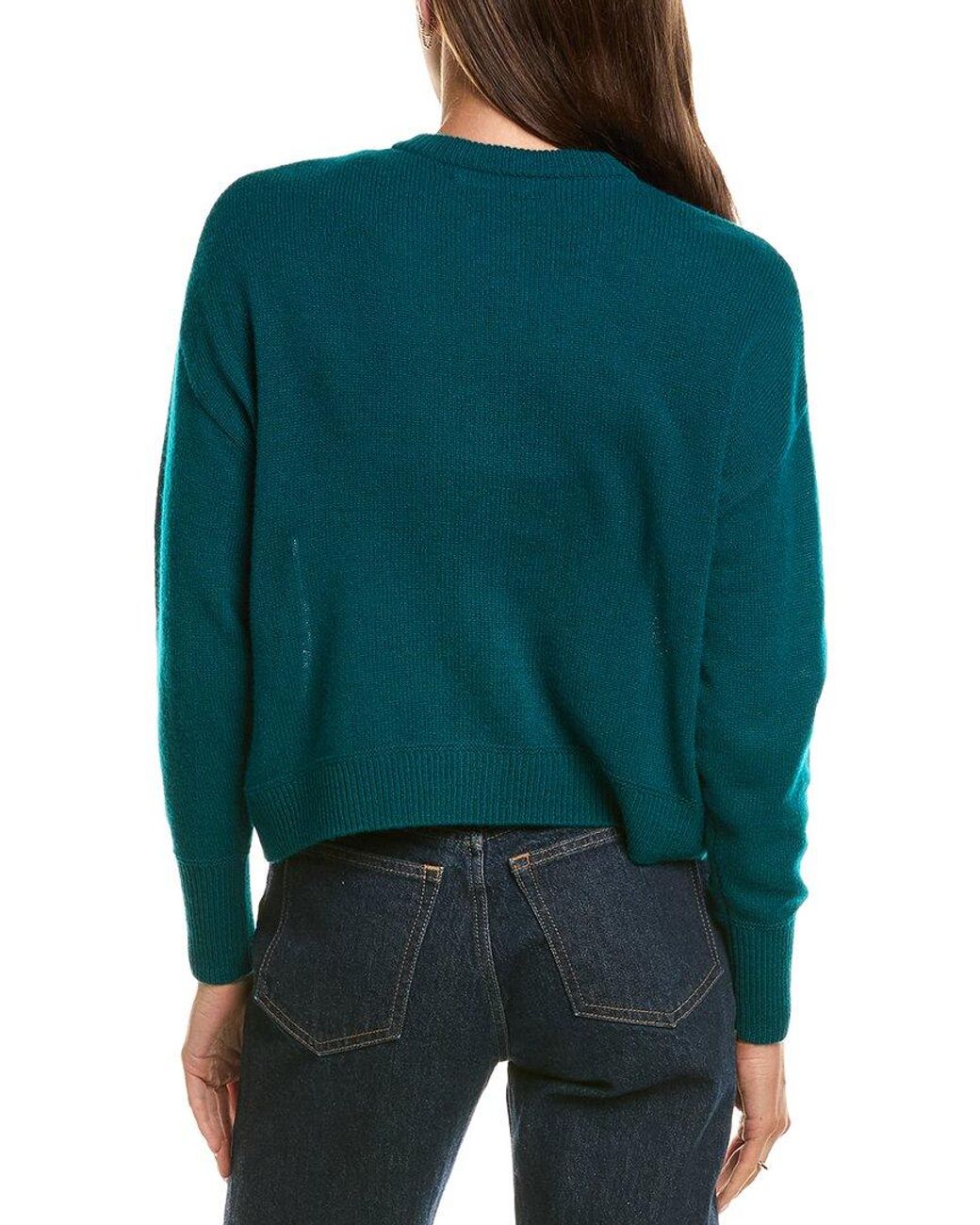 Hannah Rose Green Drop-Shoulder 100% Cashmere Cardigan