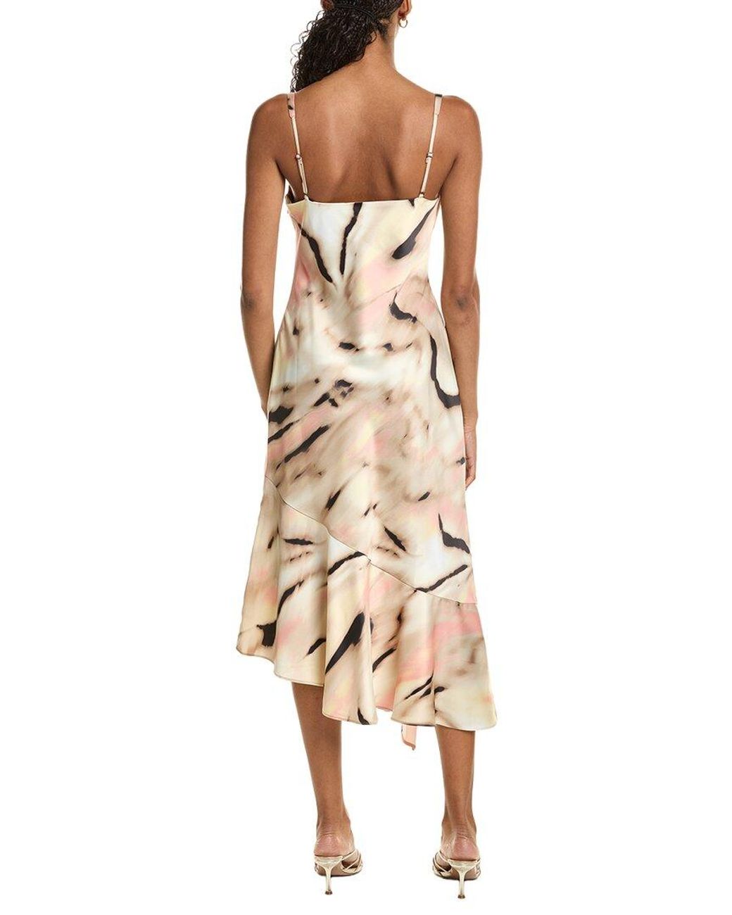 Kenneth Cole Natural Asymmetric Hem Cowl Front Dress