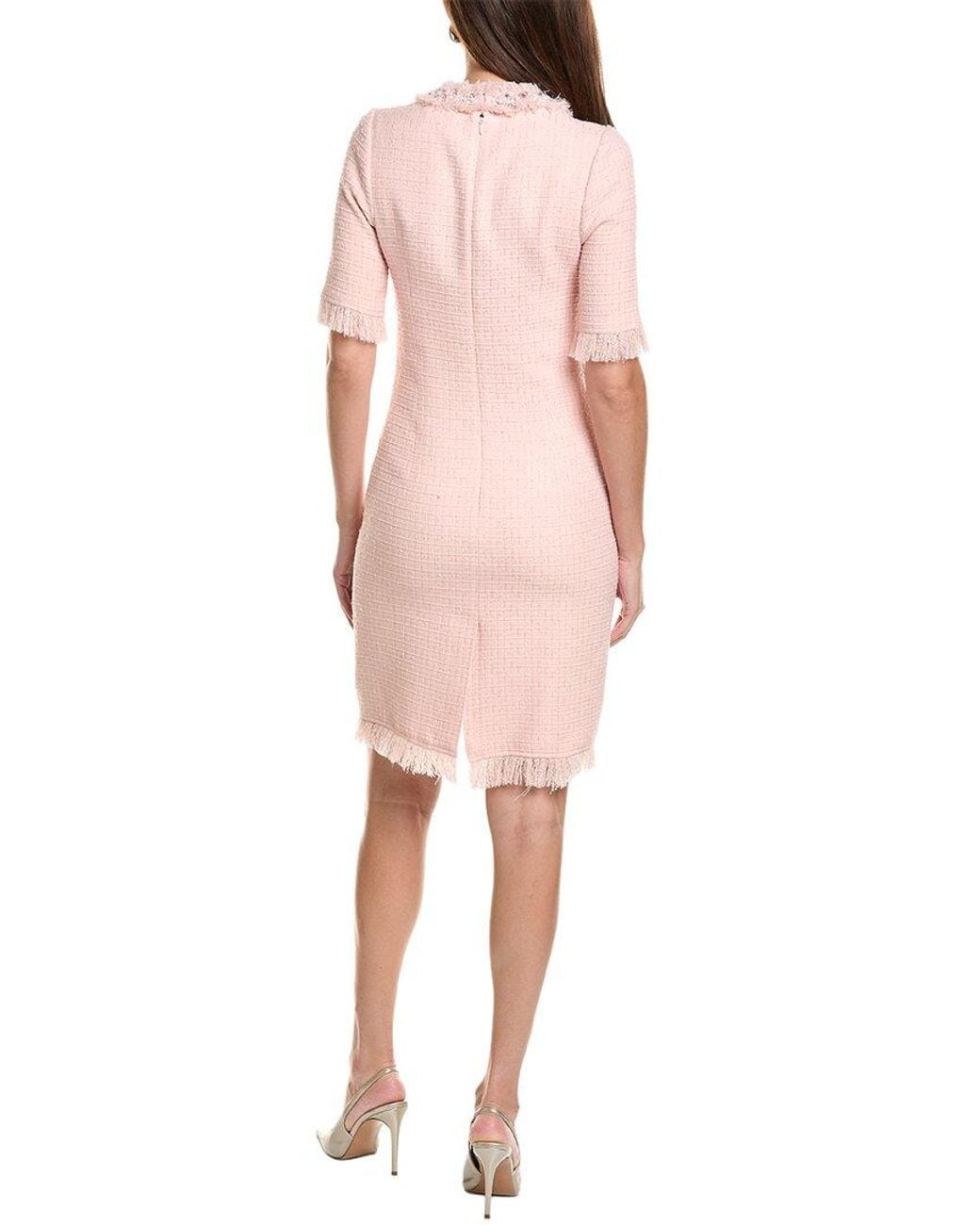Teri Jon Pink Tweed Sheath Dress