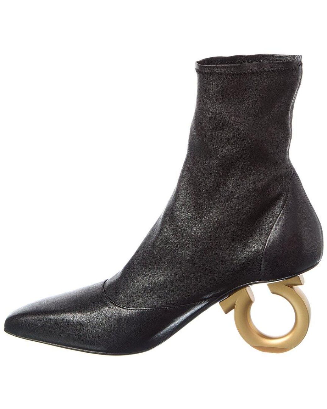 Ferragamo Black Adhar Leather Bootie