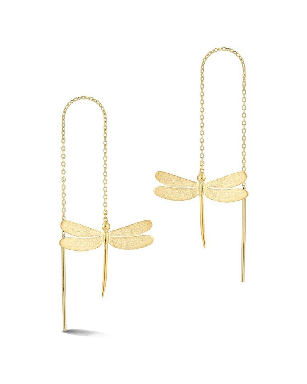 Ember Fine Jewelry White 14k Dragonfly Threader Earrings