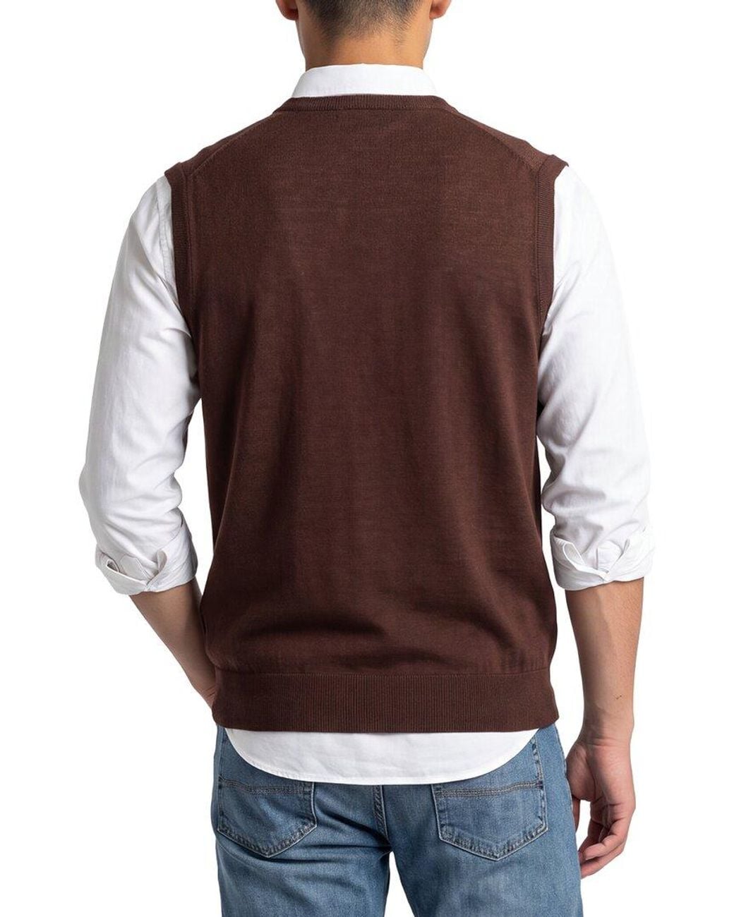 Raffi Red Merino Wool V-Neck Vest for men