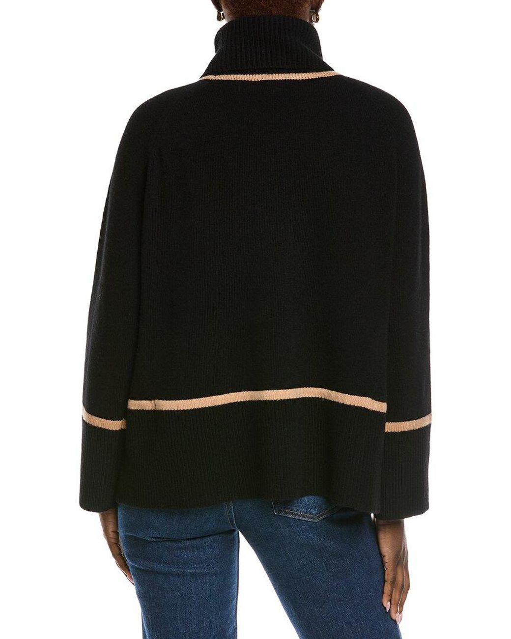 Reiss Black Gianna Geometric Roll Neck Wool Sweater