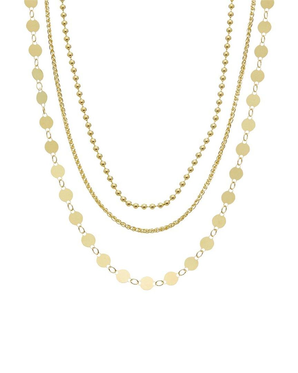 Italian Gold Over Silver Metallic 18K Plated Multi Strand Necklace