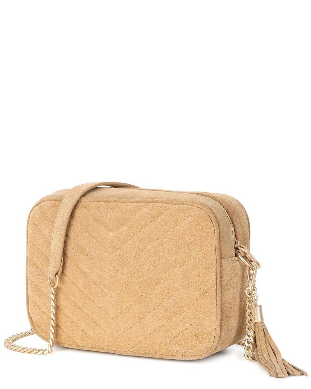 Tiffany & Fred Paris Natural Quilted Suede Camera Bag