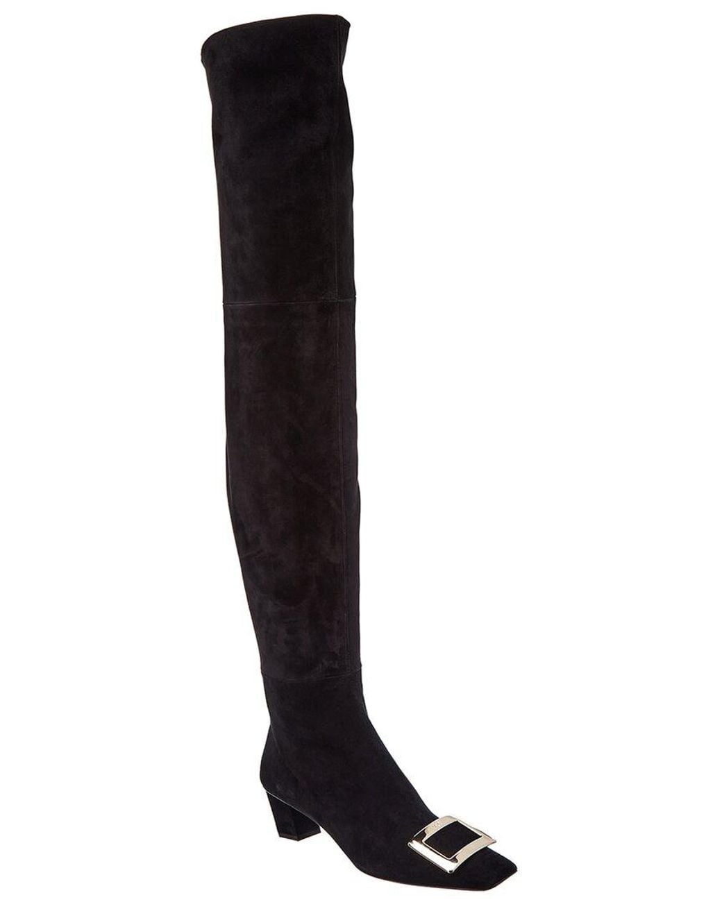 Roger Vivier Black Belle Vivier Suede Knee High Boot