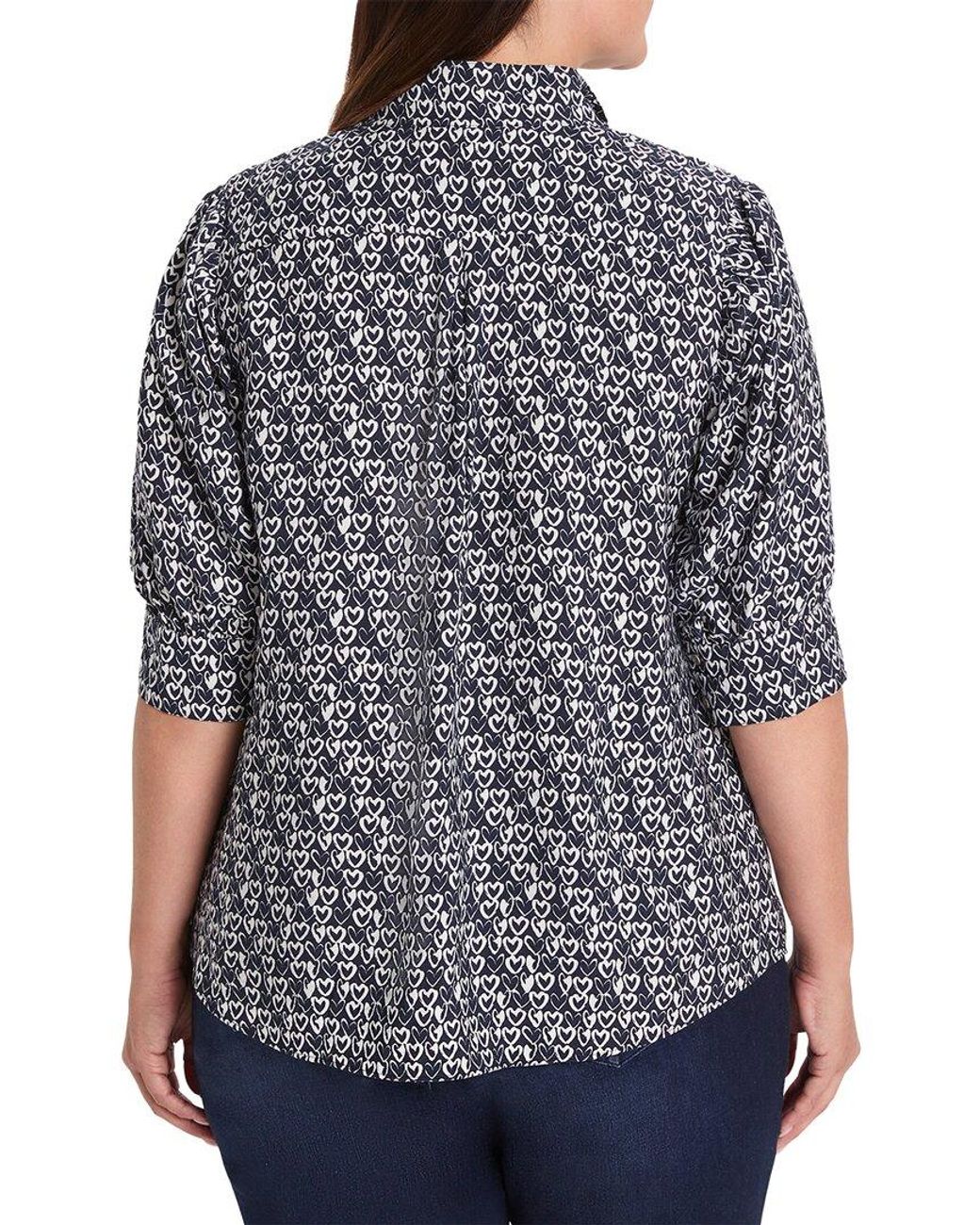 NIC+ZOE Blue Plus Etched Hearts Shirt