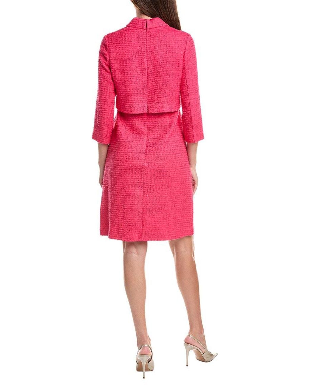 Teri Jon Pink Boucle Sheath Dress
