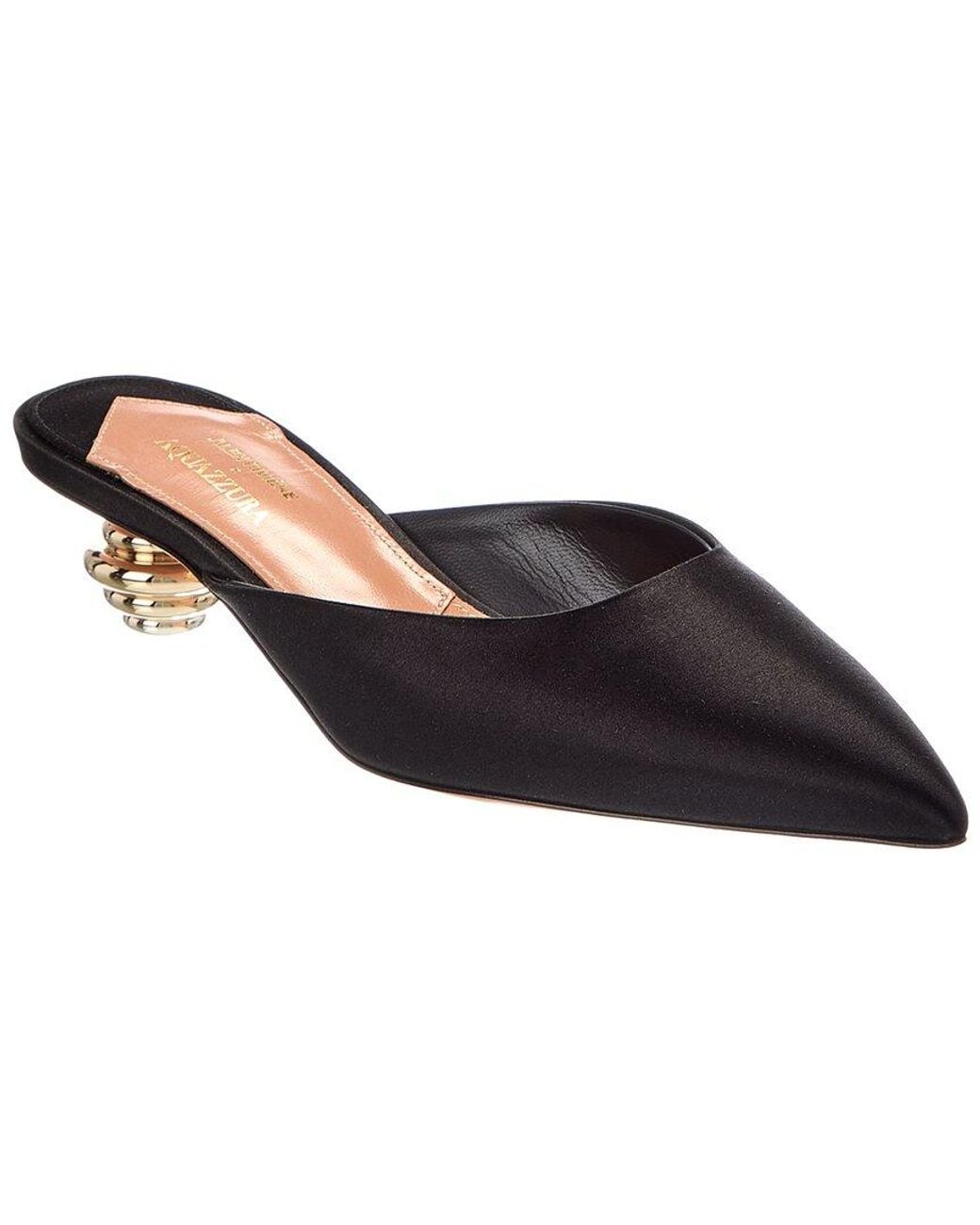 Aquazzura Black Alex 35 Jewel Satin Mule