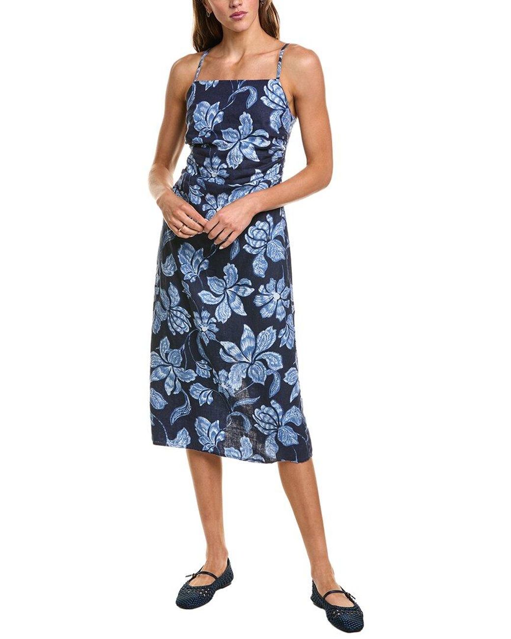 Madewell Blue Sharona Linen Midi Dress