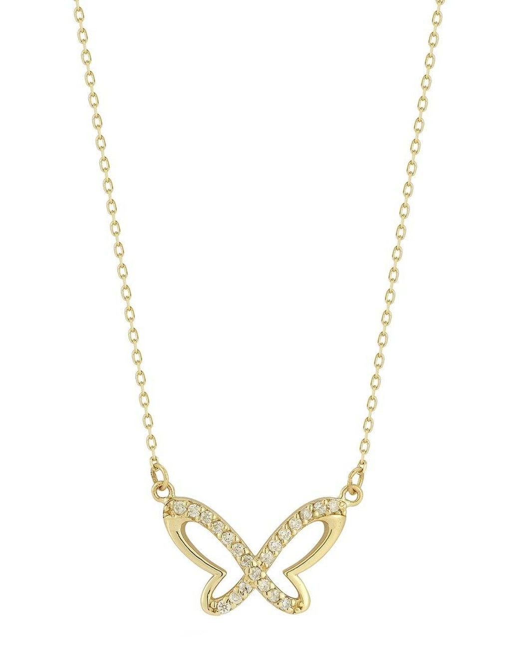 Ember Fine Jewelry Metallic 14k 0.16 Ct. Tw. Diamond Butterfly Necklace