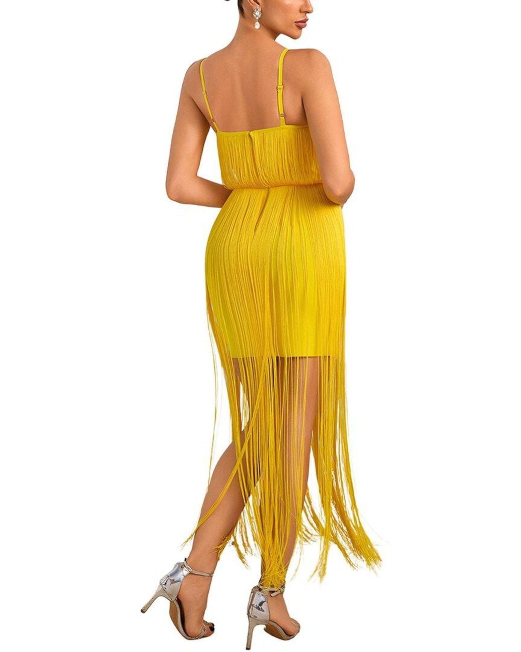 Adele Berto Yellow Embellished Mini Dress
