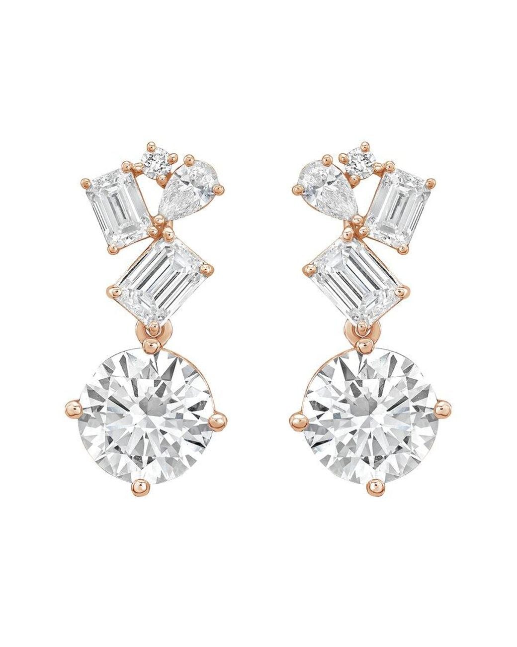 Diana M White 14K Rose 15.00 Ct. Tw. Lab-Grown Diamond Drop Earrings