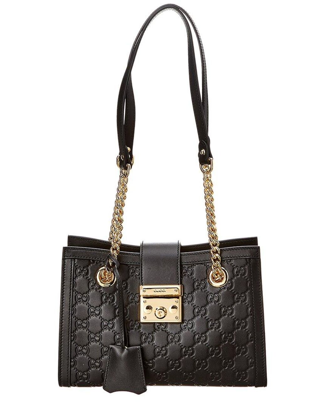 Gucci Padlock Medium Signature Leather Shoulder Bag in Black Lyst