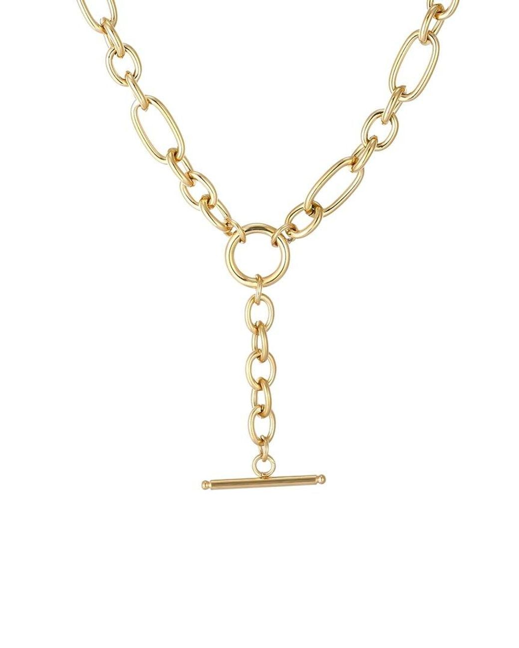 Adornia Metallic Tarnish Resistant 18K Plated Mixed Link Y-Necklace
