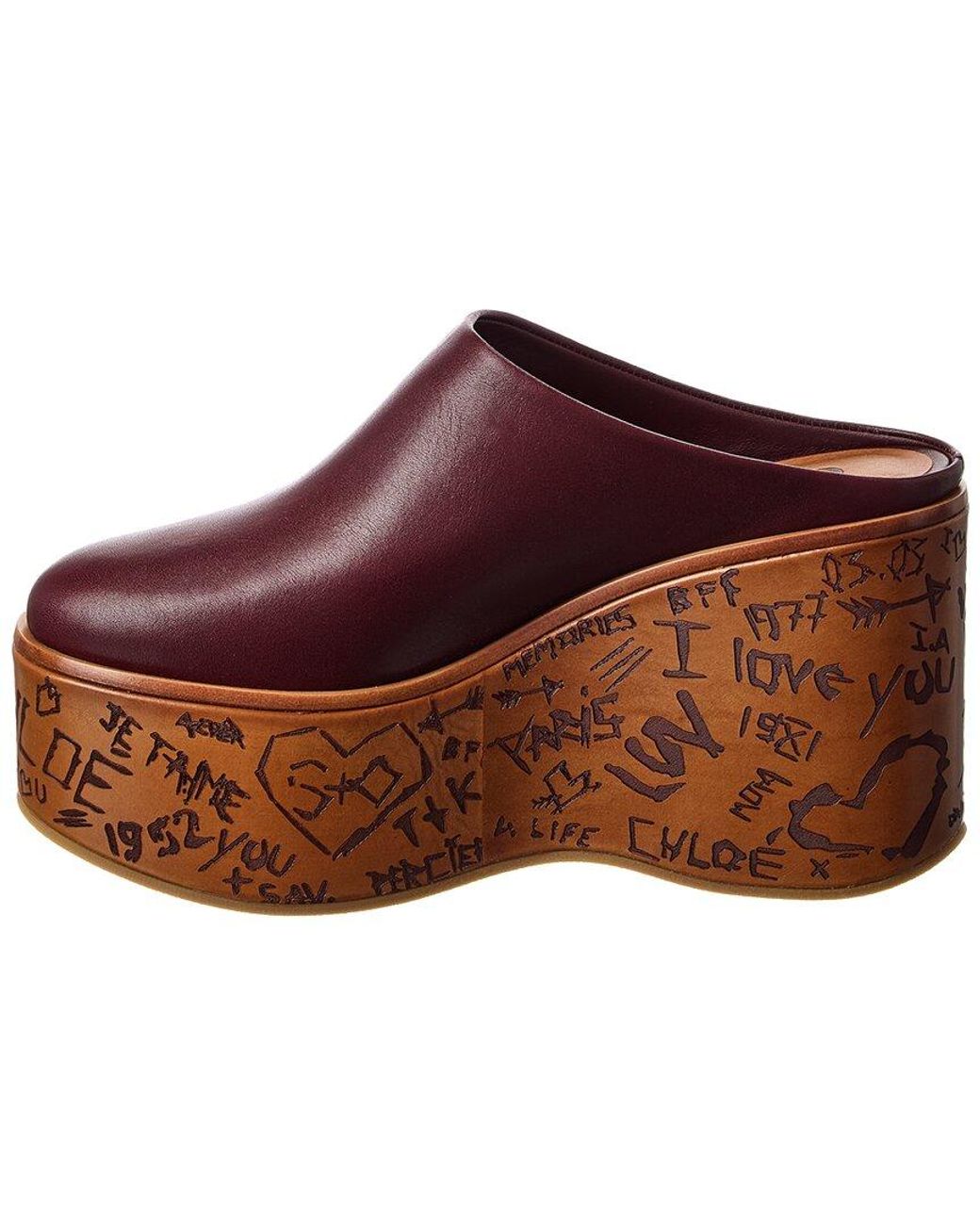 Chloé Red Maxime Leather Wedge Mule
