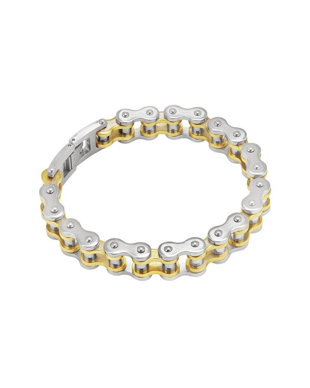 Sterling Forever White Cz Bolt Chain Watch Band Bracelet